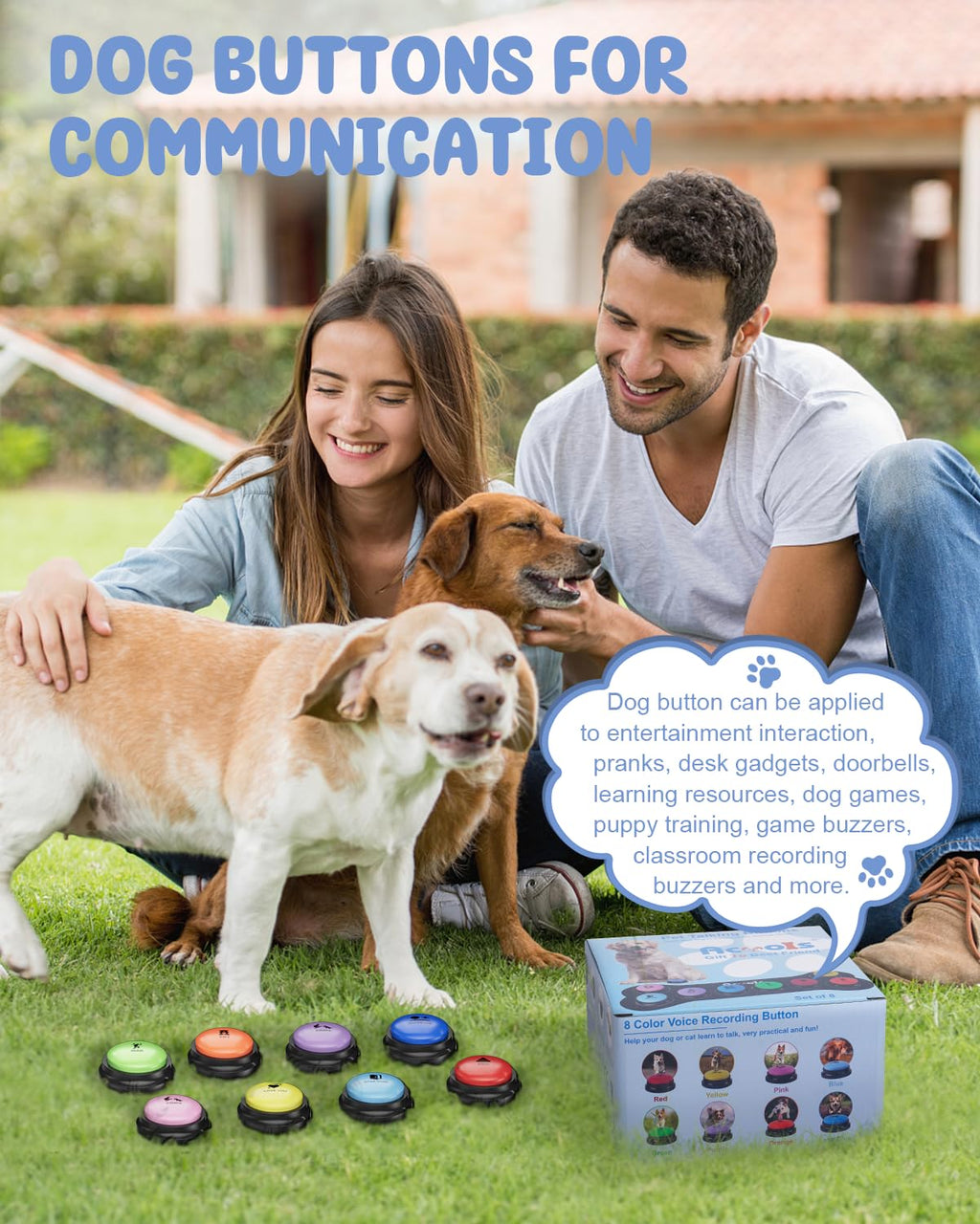 Dog Buttons for Communication, 30s Voice Recordable Pet Training Buzzer